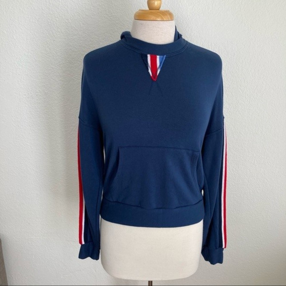 Stateside stripe long sleeve hooded sweatshirt loung wear athleisure